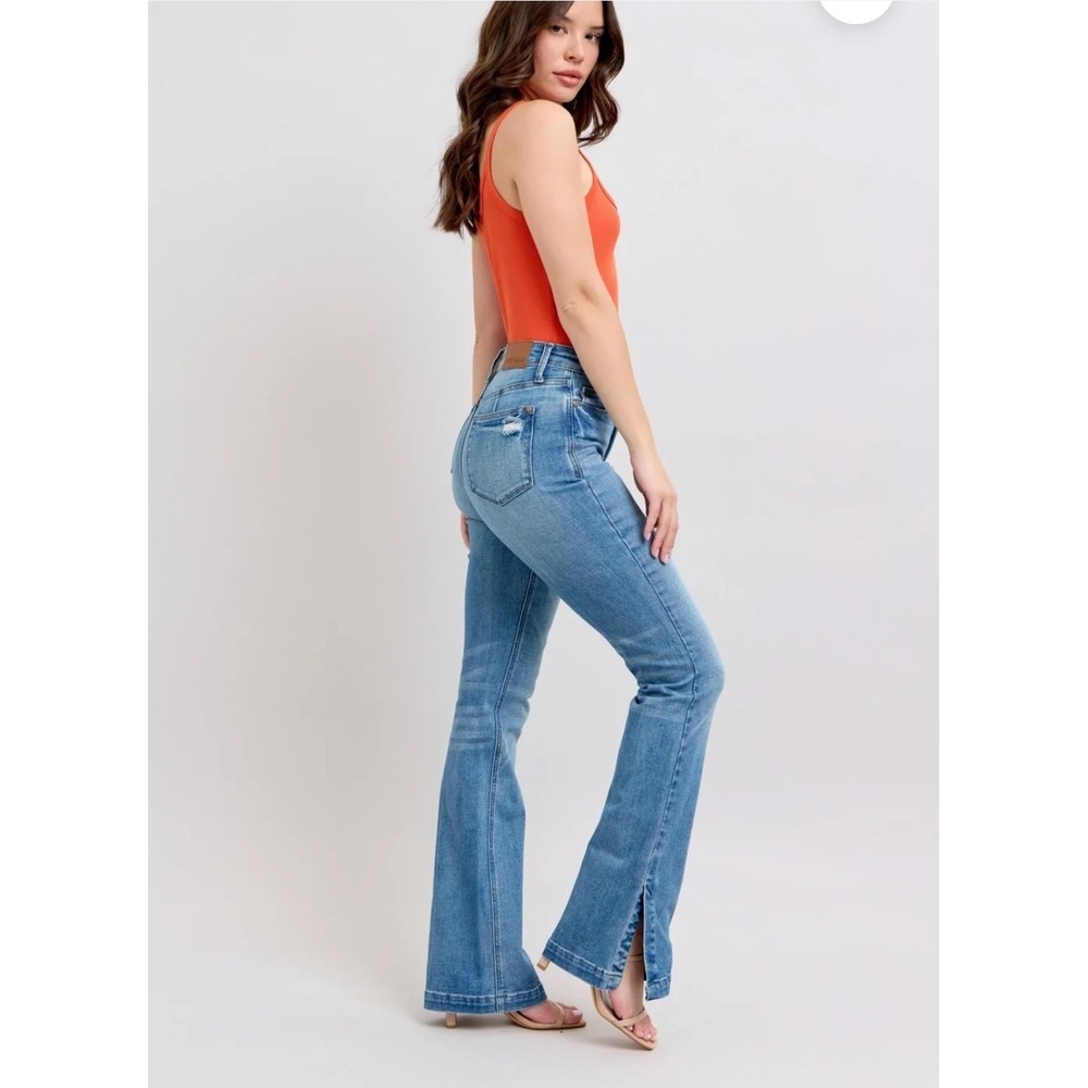 Judy Blue Slim Boot Cut Hi Rise Side Slits Women's 13/31 Stretch Boho Slimming